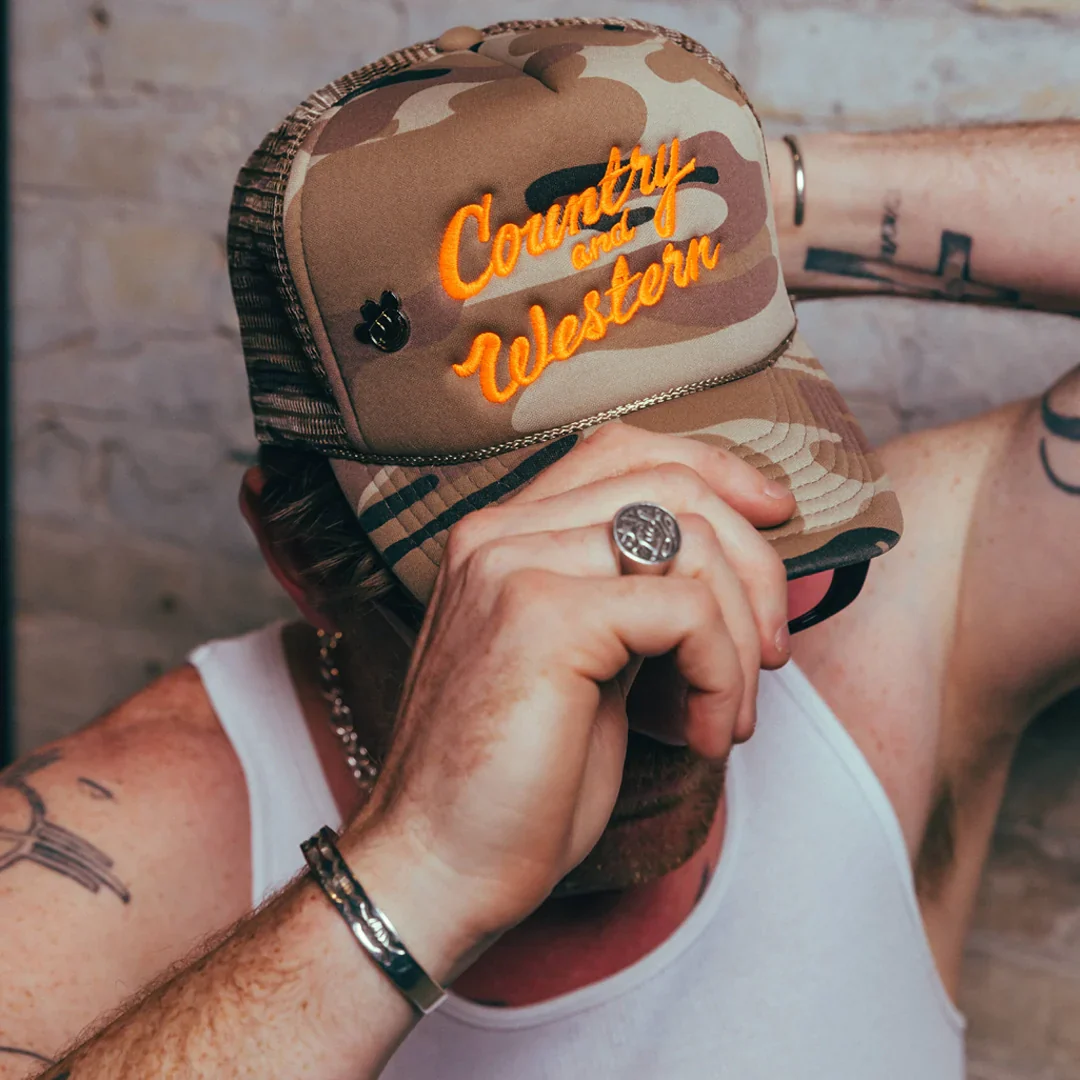 Country & Western Embroidered Camo Trucker Cap - Image 2